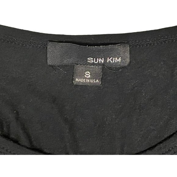 Sun Kim Black Lagenlook Artsy Asymmetrical Tunic Dress Size Small Top Blouse - Picture 6 of 8